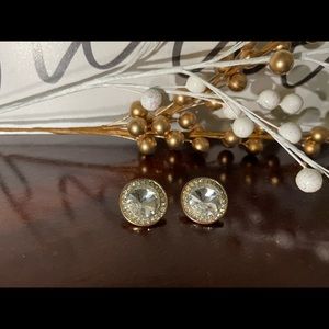 Clear Gemstone & Gold Stud